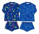 Kit 2 Conjuntos Praia Menino Blusa + Sunga Proteção Solar Uv