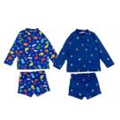 Kit 2 Conjuntos Praia Menino Blusa + Sunga Proteção Solar Uv