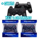 Kit 2 Controle Joystick Ps3 Black + Cabo Carregador