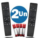 Kit 2 Controle Remoto Compatível Tv Smart Samsung 4k Com Comando De Voz Netflix Primevideo + Pilhas