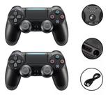 Kit 2 Controles Compatível Com Ps 4 Manete Sem Fio Cor Preto Bluetooth Pc Gamer Tv Smart Kit 2 Controles Compatível Com Ps 4 Manete Sem Fio Cor Preto Bluetooth Pc Gamer Tv Smart