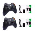 Kit 2 Controles Compatível Xbox 360 Sem Fio 2 Baterias Recarregável Slim Wireless Joystick Manete