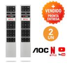 Kit 2 Controles Remoto Compatível AOC LED Smart TV Botões de Streaming e Função Completa
