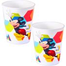 Kit 2 Copo Mickey 320ml Porta Lanche Infantil Escola Passeio