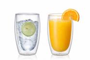 Kit 2 Copo parede dupla 450ml elegante café suco refrescos grande