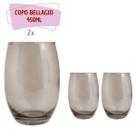Kit 2 Copos California Redondo Vidro Cinza Mesa Posta 450ml