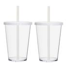 Kit 2 Copos Casal Canudo E Tampa Cinema Filmes 670ml Lisos Cor:transparente