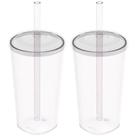 Kit 2 Copos com Tampa e Canudo 500ml Crippa Transparente Plástico Água Suco Bebidas Kit 2 Copos com Tampa e Canudo 500ml Crippa Transparente Plástico Água Suco Bebidas