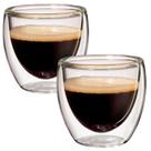 KIT 2 Copos Duplo de Vidro 100ML Café Expresso Cappuccino Chá Shot Whisky Copo Duplo Isolante