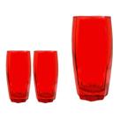 Kit 2 Copos Florida Chique Vidro Vermelho Mesa Posta 370ml