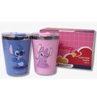 Kit 2 Copos Inox Parede Dupla Tampa 300ML STITCH ANGEL - ZC