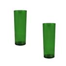 Kit 2 Copos Long Drink Cristal Verde 330Ml Plástico Kit 2 Copos Long Drink Cristal Verde 330Ml Plástico