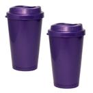 Kit 2 Copos Mug Lilás 320Ml Plástico Premium