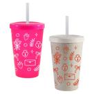 Kit 2 Copos Tampa Canudo 300mL Colecao AMOR Romance