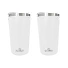 Kit 2 Copos Térmicos Aço Inox 420ML Branco p/ Água Cerveja Café - Quente e Frio Unica