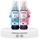 Kit 2 Cores de Tinta T574 Magenta Claro e Ciano Claro Original Epson Fotográfico Compatível Impressoras L8050 L18050