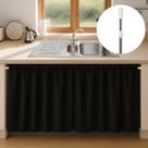 Kit 2 Cortinas Pia Cozinha Impermeável PVC Blackout + Varão extensível 1,10 a 2,00 m