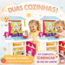 Kit 2 Cozinha Infantil Completa 74cm Agua de Verdade Geladeira Fogão Grande