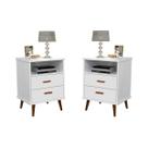 Kit 2 Criado Mesa De Cabeceira Decore Itália com 2 gavetas 1 nicho pés retrô em madeira Kit 2 Criado Mesa De Cabeceira Decore Itália com 2 gavetas 1 nicho pés retrô em madeira