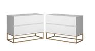 Kit 2 Criados Eros 60cm Estilo Industrial Com Base de Ferro Branco/Dourado