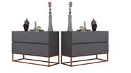 Kit 2 Criados Eros 60cm Estilo Industrial com Base De Ferro Cinza/Cobre