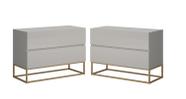 Kit 2 Criados Eros 60cm Estilo Industrial Com Base de Ferro Off white/Dourado