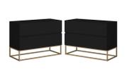 Kit 2 Criados Eros 60cm Estilo Industrial Com Base de Ferro Preto/Dourado Kit 2 Criados Eros 60cm Estilo Industrial Com Base de Ferro Preto/Dourado