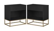 Kit 2 Criados Industrial Malta Preto Pés de Ferro Dourado