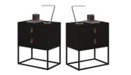 Kit 2 Criados Unic 45cm Com Pés De Ferro Preto