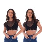 Kit 2 Cropped Blusa Tule Transparente Fristyle Preto Adulto