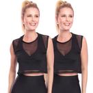 Kit 2 Cropped De Tule Transparente Sem Manga Regata Feminina