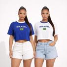 Kit 2 Cropped Feminino Oversize Brasil Bandeira Estampa Moda Tendência