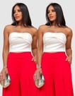 Kit 2 Cropped Feminino Sem Alças Brilhoso Elegante Moda Festa Tendência