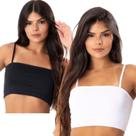 Kit 2 Cropped Fitness Feminino Faixa Alcinha Top De Academia Casual Básico Treino Sem Bojo
