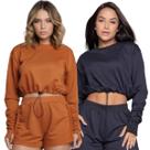 KIT 2 Cropped Manga Longa Com Regulagem WLS Modas Gringa Moletinho Frio Moda Casual