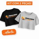 Kit 2 Croppeds Duas Cores Equillybrio Moda Casual Camiseta Algodão