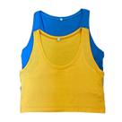 Kit 2 Croppeds Femininos Decote Canoa em Viscolycra Azul e Amarelo