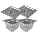Kit 2 Cuba Gastronômica Inox Gn 1/6 100mm Com Tampa Gn 1/6