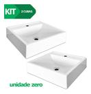 Kit 2 Cuba Pia de Apoio Sobrepor Quadrada 40x37 Branca Banheiro Lavabo Beltempo BT2003
