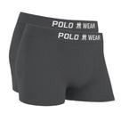 Kit 2 Cuecas Boxer Premium Poliamida Lisa - Polo Wear Cor:ChumboTamanho:G