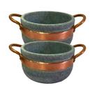 Kit 2 Cumbucas Alça de Cobre Pedra Sabão Caldo Sopa 500ml