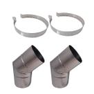 Kit 2 Curvas 5 Polegadas 45º Inox 430 Brilhante Abraçadeir