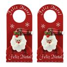Kit 2 Decora Maçaneta Feliz Natal Pelúcia Papai Noel Gorro Xadrez 30cm - Master Christmas