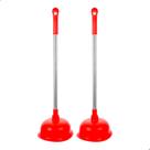 Kit 2 Desentupidor Sanitário Cabo Inox 55cm Borracha De Sucção 17cm Alta Capacidade