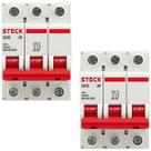 Kit 2 Disjuntor 6A SD63 3P Curva C 3KA SDD63C06 Steck Kit 2 Disjuntor 6A SD63 3P Curva C 3KA SDD63C06 Steck