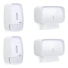 Kit 2 Dispenser Sabonete + 2 Toalheiro Premisse Invoq Branca