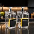 Kit 2 Dispensers de Detergente e Organizador de Pia para Cozinha Prática e Moderna