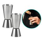 Kit 2 Dosador Duplo Inox Copo Medidor Bebida Bar 25/50ml