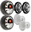 Kit 2 Driver JBL D450 Trio 300W + 2 Tweeter JBL ST450 300W + 2 Cornetas JBL HL14-50 Trio Branca
