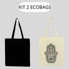 KIT 2 Ecobags Mão de Fatima cru + Preto Liso